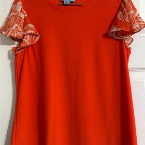 CeCe Vibrant Orange Blouse